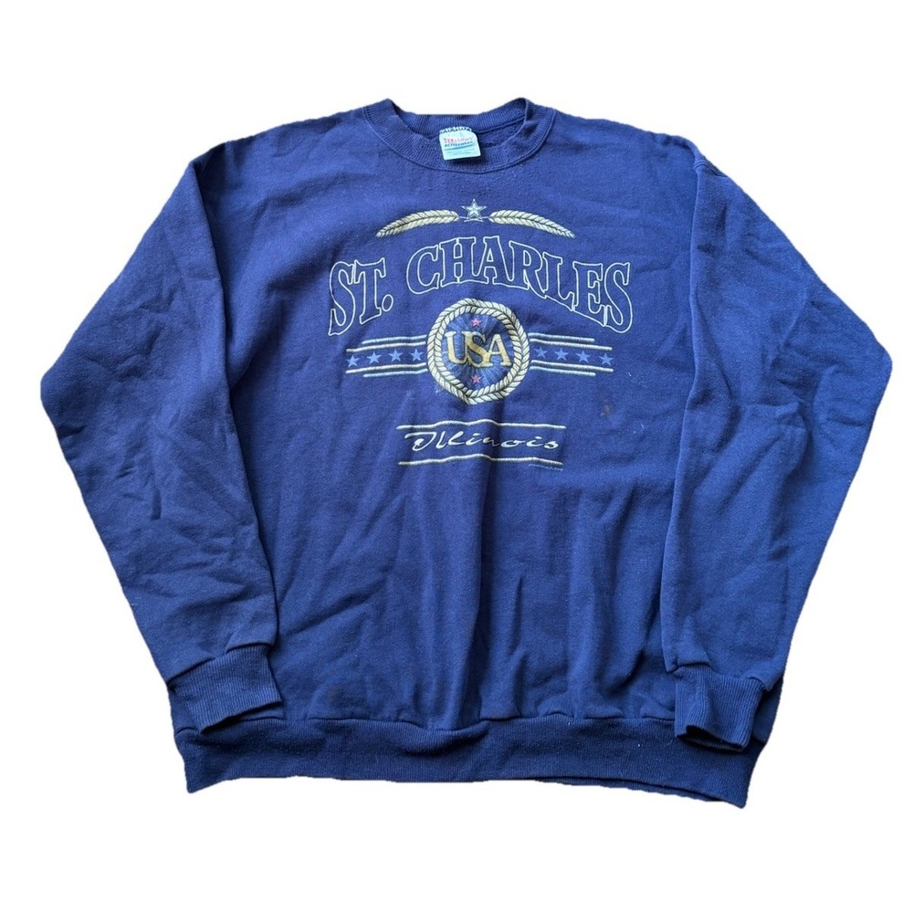 Vintage‎ St Charles illinois Crewneck Men's Blue Size XL